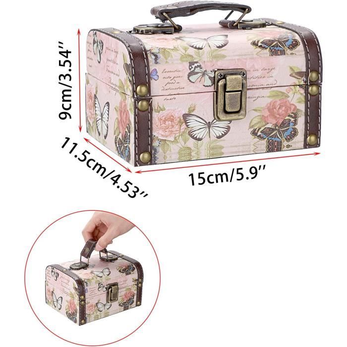 Boîte à Bijoux Vintage En Bois Avec Couvercle - Coffret à Trésor Rangement Déco Pour Cadeau Femme Noël Anniversaire