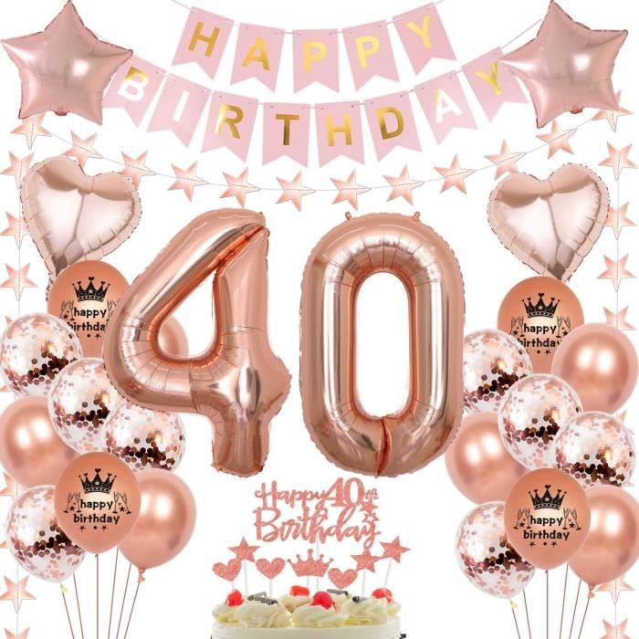 Ballons dorés roses joyeux 40e anniversaire toile de fond