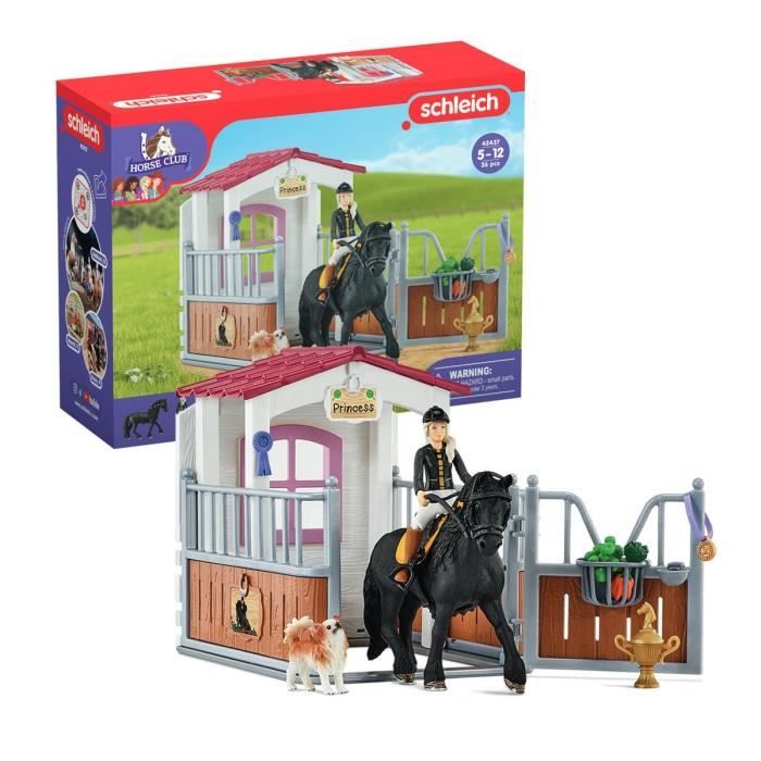 box avec tori et princess, extension pour écurie schleich avec 26 éléments inclus dont 1 cheval schleich, coffret figurines pour