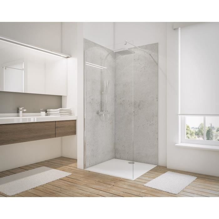 Lot de 2 panneaux muraux Décodesign DÉCOR, 100x210 cm, revêtement pour douche et salle de bains, pierre gris clair, Schulte