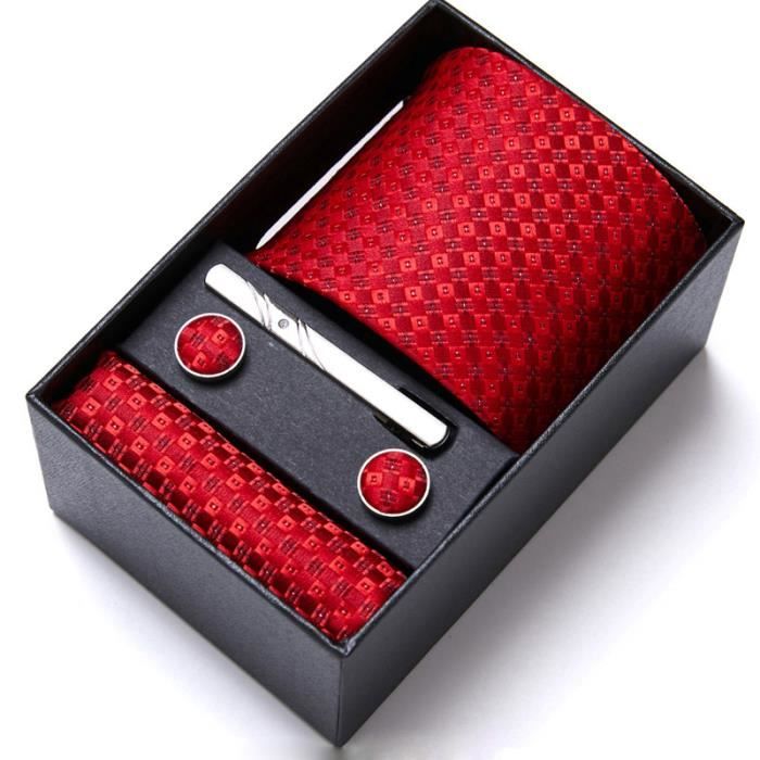 Coffret Rochas Homme - Cravate Et Boutons De Manchette En Soie 100% Noir (ensemble Classique)