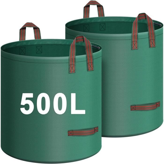 2 Sacs Déchets Jardin IWTTWY 500L - Sacs Réutilisables Avec 4 Poignées Renforcées Pour Déchets Verts
