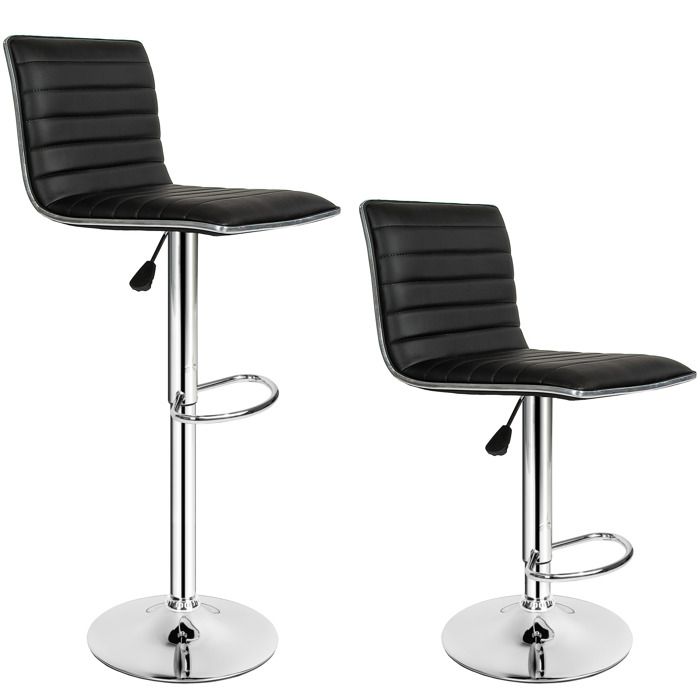 TABOURET DE BAR - TECTAKE - Lot de 2 tabourets de bar JOHANNES Cadre en acier chromé - Noir TABOURET DE BAR - TECTAKE - Lot de 2 tabourets de bar JOHANNES Cadre en acier chromé - Noir