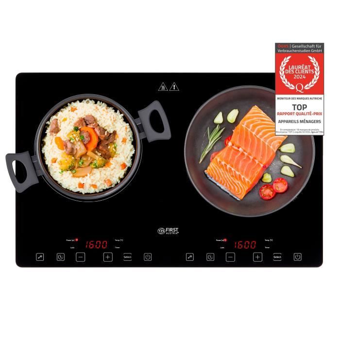 Plaque à Induction Double 3500W First Austria - Mobile Avec Minuterie Et Sécurité Enfant - Pour Camping Et Maison
