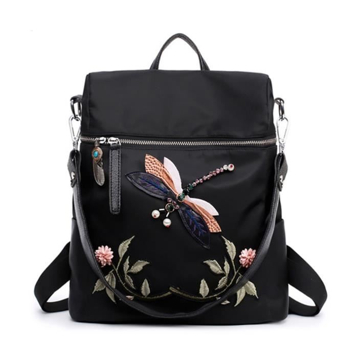 Sac à Dos Motif Cerises Pour Fille/femme - Nylon, Dimensions 43x30x18 Cm - Bretelles Ergonomiques, Multiple Poches - Pour école, Voyage, Quotidien