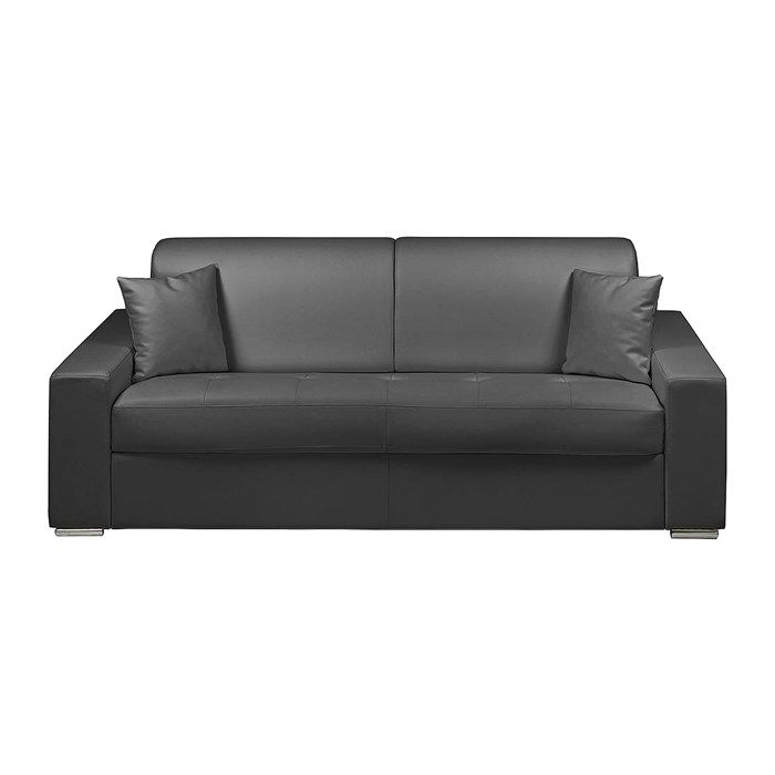 Canapé 4 places convertible express en simili - Noir - Couchage à lattes larges 160 cm - Matelas 18 cm EMIR