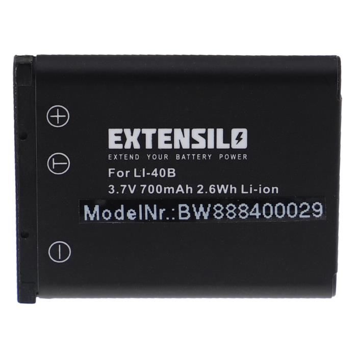 EXTENSILO Batterie compatible avec General Electric E1255W, E1276, E1276W, E1480, E1480W appareil photo, reflex numérique (700mAh,