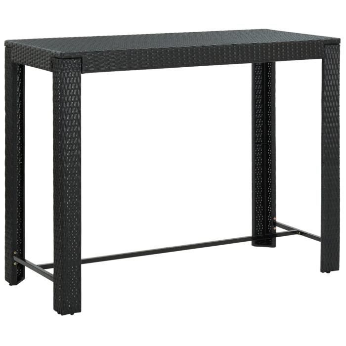 "SALE 2024" Table de bar de jardin - JMS - Noir 140,5x60,5x110,5 cm Résine tressée 89,15,Kg