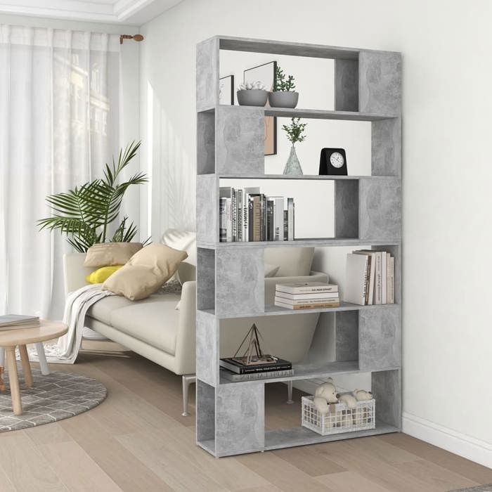 vidaXL Bibliothèque/Séparateur de pièce Gris béton 100x24x188 cm 3082075