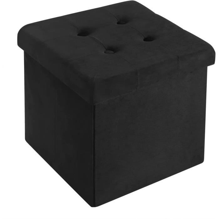 Tabouret Pouf de Rangement en Velours - WOLTU - Noir - 38L - Pliable Tabouret Pouf de Rangement en Velours - WOLTU - Noir - 38L - Pliable