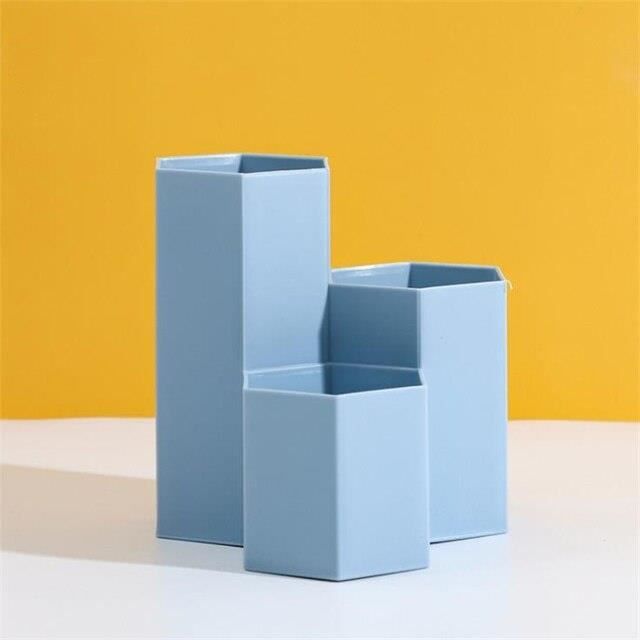 Pot à Crayons En Silicone WJUAN - Design Géométrique - Pour Bureau Ou Coiffeuse - Blanc