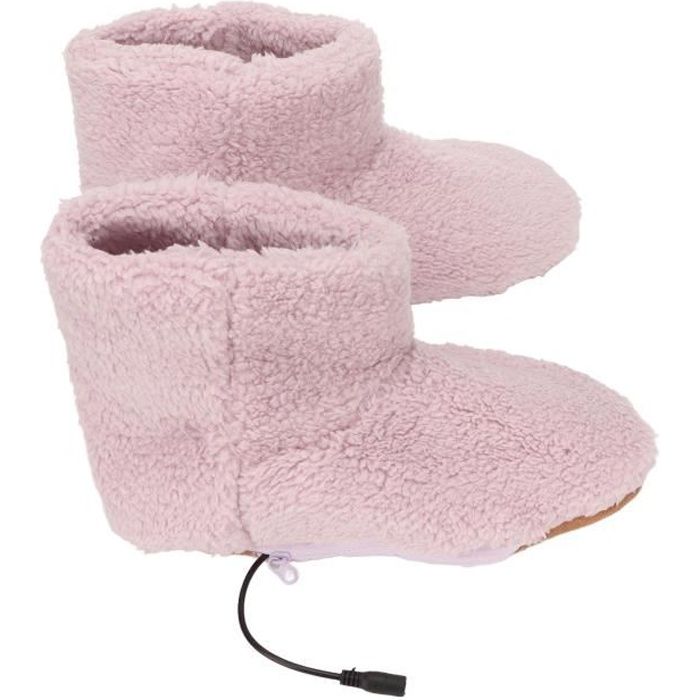 Chaussons chauffants pour pieds ZERODIS - USB - Rose - Doublure douce et antidérapante