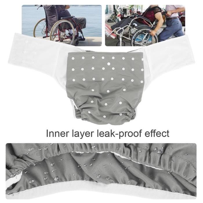 EBTOOLS Pantalon De Couche Couche-culotte Pour Adulte Réglable Lavable Pour Personnes âgées
