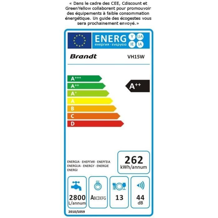  VH15W - Lave vaisselle encastrable - 13 couverts1