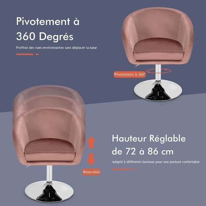 Tabouret De Coiffeuse Rose Avec Dossier Nœud - Chaise Maquillage Velours Pour Filles