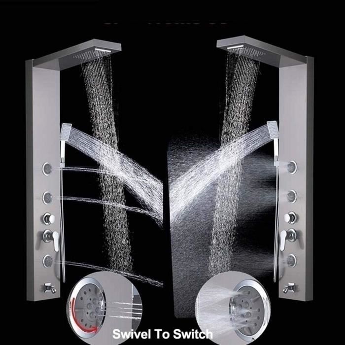 Sirmione colonne de douche en acier avec mitigeur cascade hydro massage