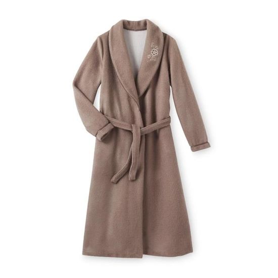 Robe De Chambre En Molleton Courtelle Col Chale Achat Vente
