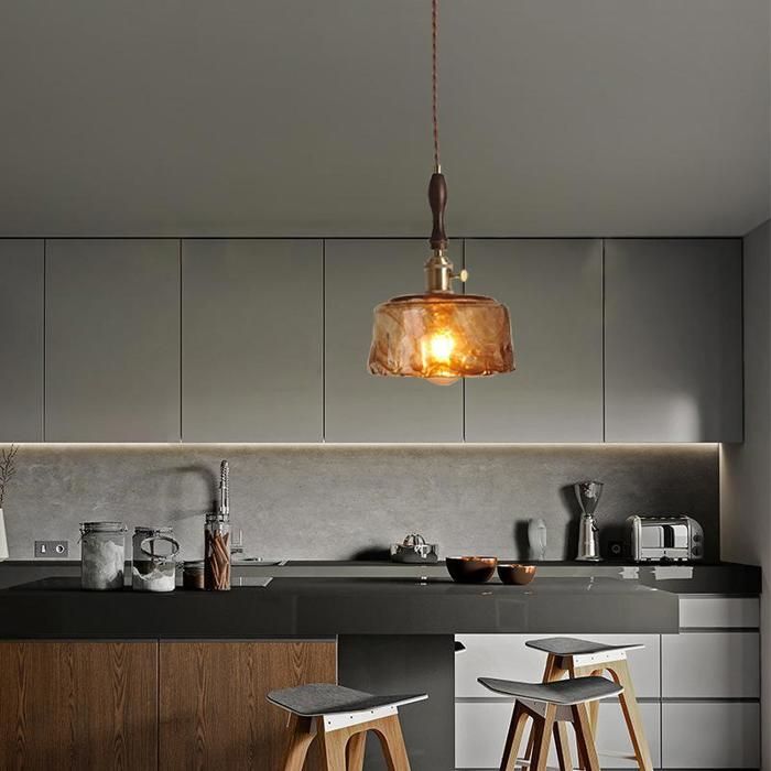 USMJQVZ Suspension en Verre Vintage en Finition Verte Moderne rétro Plafond Suspension Lampe Chambre Cuisine îlot intérieur luminaire 18/23cm