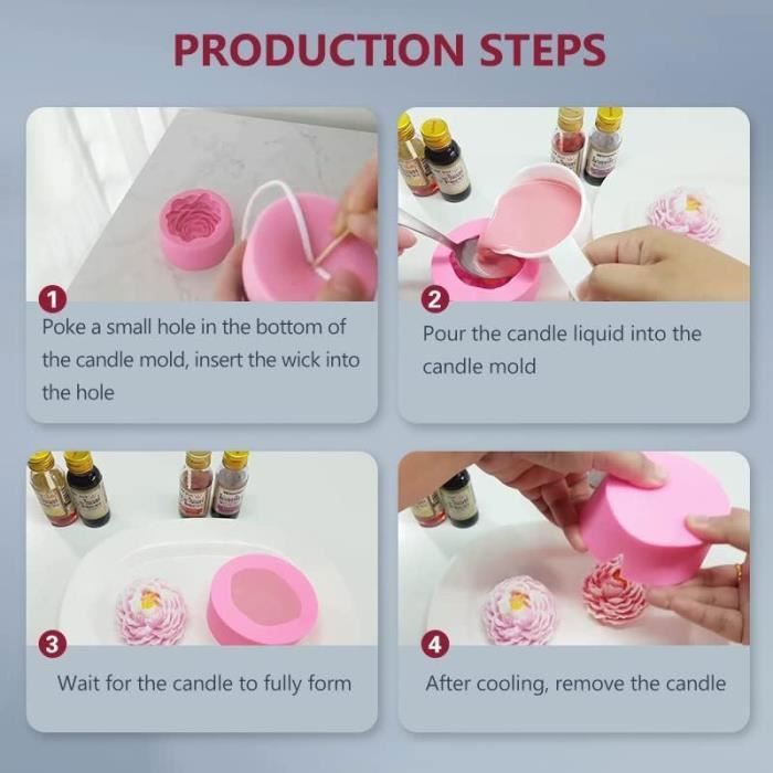 Moule Silicone 3D Forme Tulipe/pivoine - Pour Bougies, Résine, Savon, Chocolat - Flexible, Réutilisable, Qualité Alimentaire