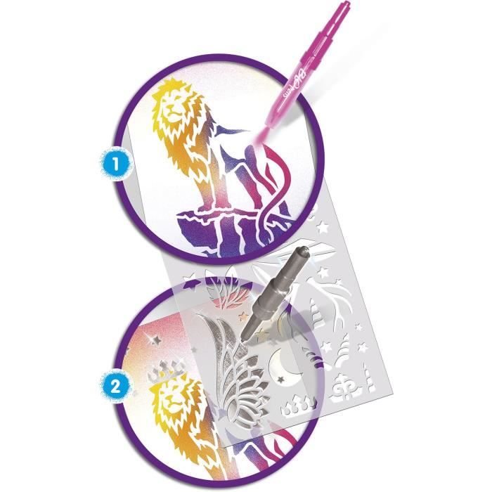 Lansay Blopens – Kit Animaux Bébé – Feutres à Souffler + 6 Pochoirs Réutilisables, Animaux Mignons (Dès 5 Ans), Activité Créative & Éducative