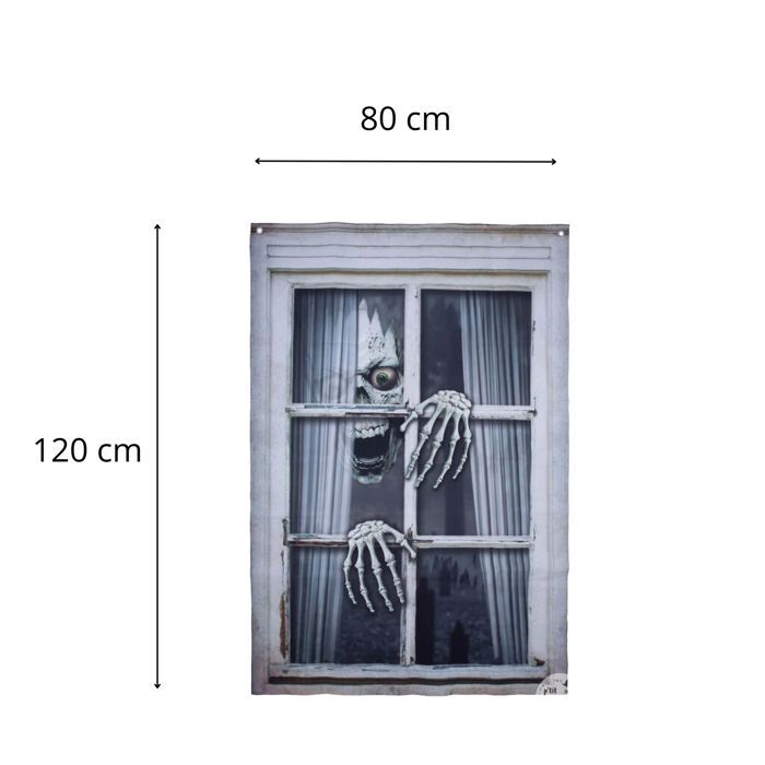 Décoration De Fenêtre Géante Frankenstein – Halloween – Vintage Cristal (NEUF)
