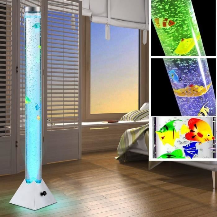 RVB LED lampe à eau à changement de couleur poisson rond support coloré  décoration lumineuse colonne