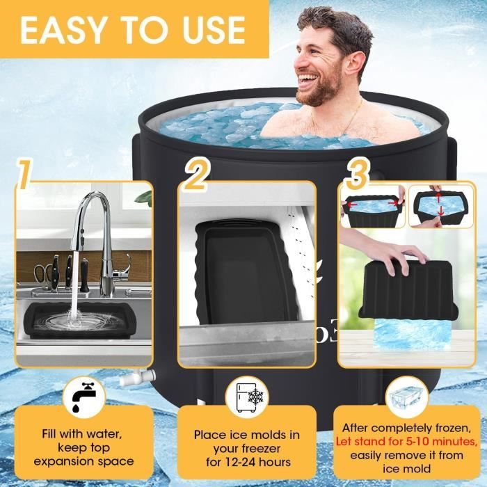 Grand Bain De Glace Extérieur 300L - Pour Personne Jusqu'à 1m90, Avec Couverture Et Thermomètre