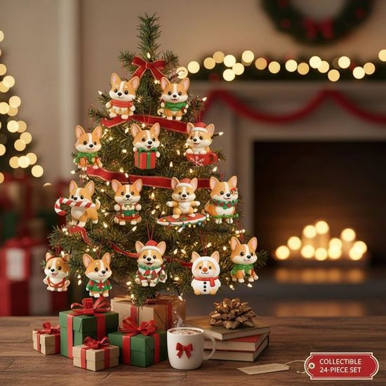 Calendrier De L'Avent Corgi, 2D Ornements De Corgi En Acrylique