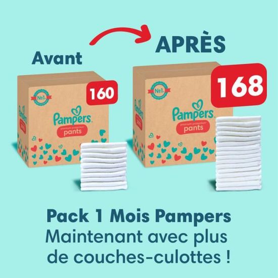 Pampers Premium Protection Pants Taille 4, Pack 1 mois 168 Couches (Inclus  1 paquet de lingettes Pampers Sensitive) - Cdiscount Puériculture & Eveil  bébé