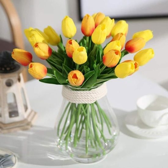 Wekuw 15PCS Tulipe Fleurs Artificielles Tulip Fausse Fleur