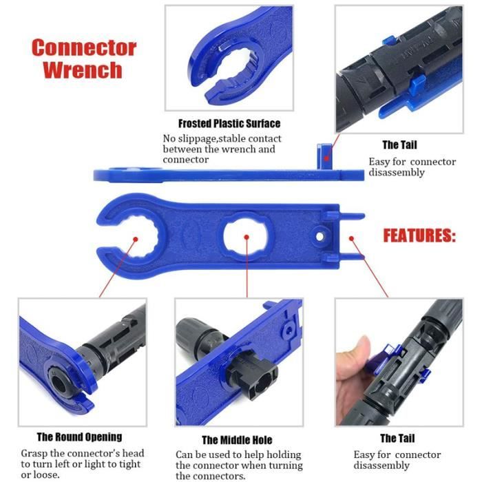 Kit Outils De Sertissage Solaire QeeHeng - 12 Paires Connecteurs + Pince à Sertir + Clés