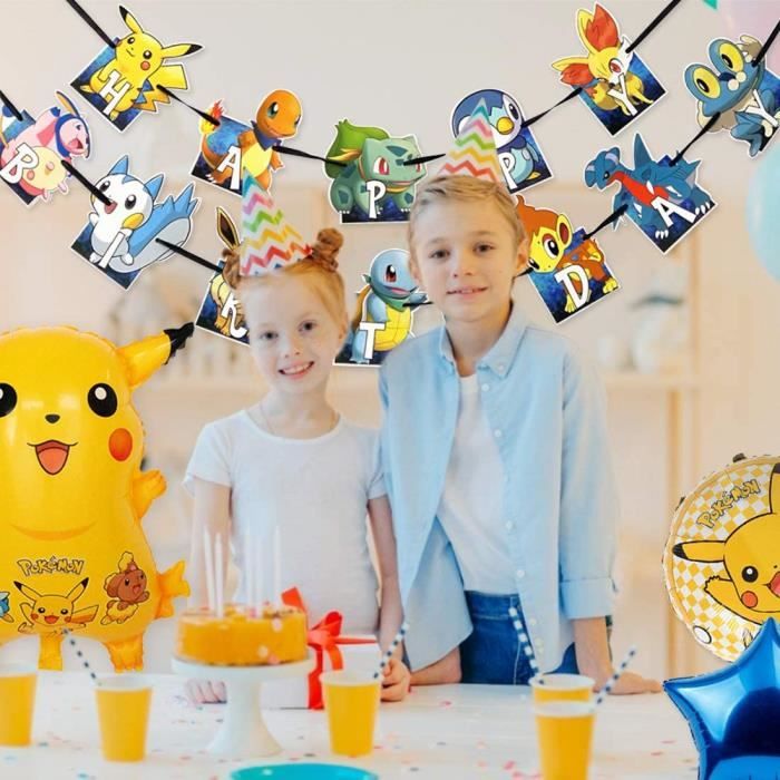 Ensemble de décoration d'anniversaire Pokemon, ballons de bannière