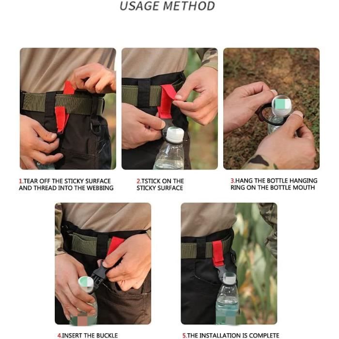Lot De 6 Sangles Porte-bouteille D'eau Pinsheng - Nylon Résistant, Boucle En Plastique, Pour Sac à Dos Ou Ceinture, Camping, Randonnée, Voyage