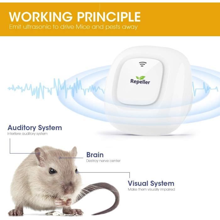 Répulsif Ultrason Souris Rats 8 Pièces - Anti Rongeurs, Insectes Et Moustiques