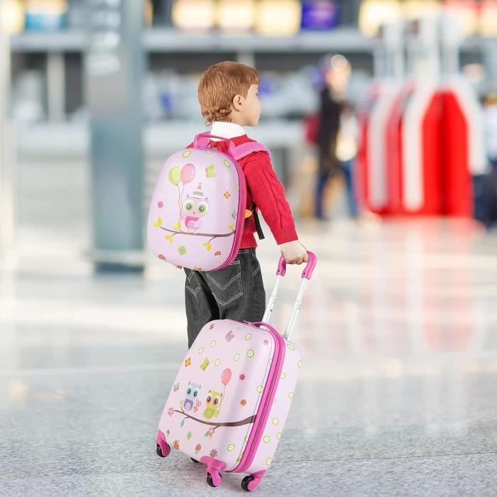 COSTWAY Valise Enfant Roulettes 16 Sac dos 12 Ensemble