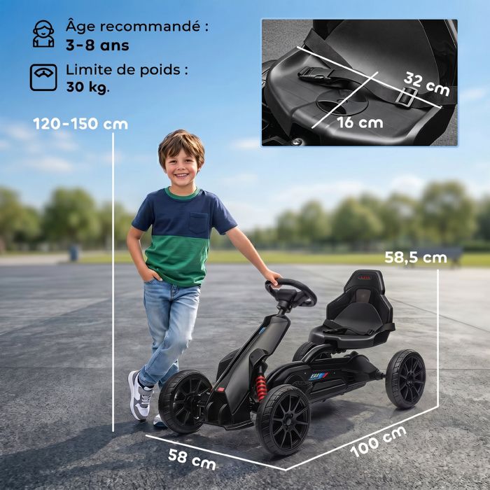 Kart à pédales pour enfant siège réglable 3 positions frein à main enfant de 5 à 12 ans rouge noir - Jeux - Jouets Kart à pédales pour enfant siège réglable 3 positions frein à main enfant de 5 à 12 ans rouge noir - Jeux - Jouets