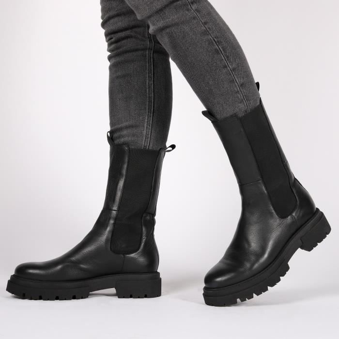 Bottines hautes femme Blackstone Chelsea Cuir noir Noir Cdiscount Chaussures
