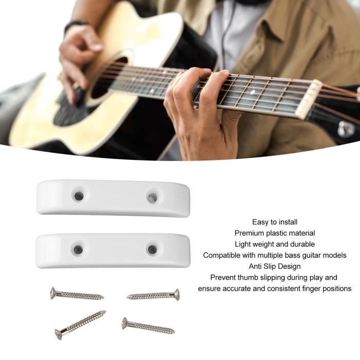 KAISH Lot de 2 repose-pouce en plastique blanc pour guitare basse Jazz