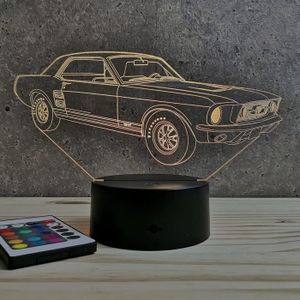 Voiture En Tôle Vintage Mustang Bleu Et Blanc – 35 Cm, Déco Rétro