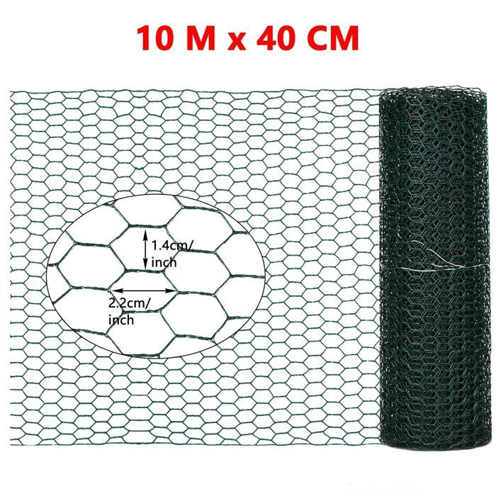 Grillage Poule AB Tools 10x0.9m - Maille Hexagonale 13mm - Galvanisé - Calibre 22 - Clôture Jardin