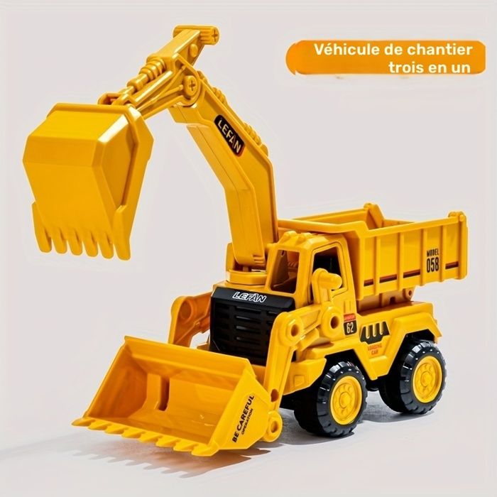Set De 3 Engins De Chantier Relaxdays – Camion Benne, Pelleteuse Et Chargeur Frontal – Jouet De Sable Pour Bac à Sable Et Plage, Dès 3 Ans (jaune)
