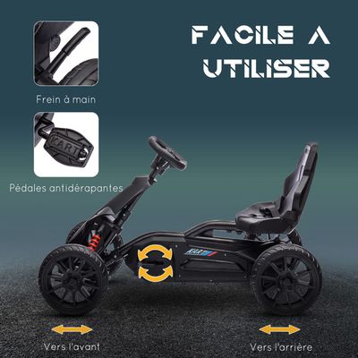 Voiture à Pédales Pour Enfants Aosom Noire Avec Godet Ajustable Et Frein A Main 370 276v00bk 332089483