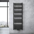 Sogood radiateur de salle de bain sèche-serviette 180x60cm radiateur tubulaire vertical chauffage à eau chaude noir-gris-0