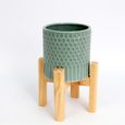 Cache-Pot pour Plantes - Vert Pastel - 13 x 21 cm - JOUR DE FETE - Bois-0