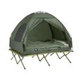 SoBuy® OGS32-L-GR 4-in-1! 2 Places Lit de camp pliant Voyage Camping avec toit, sac de couchage, matelas gonflable, sac de-0