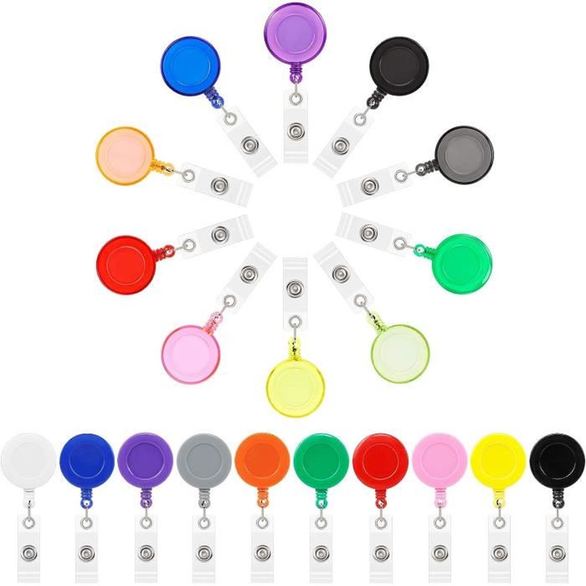 Porte-badge Rétractable Floral Avec Clip - Longueur 60 Cm, Clip Acrylique | Pour Carte Professionnelle, étudiant, événement