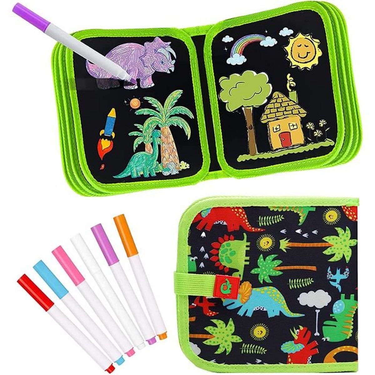 Livre De Coloriage Effaçable - MARSEE - Portable - 12 Stylos Inclus - Cadeau Pour Enfants