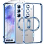 Coque pour Samsung Galaxy S25 Plus (S25+), avec Cercle Magnétique Bleu + 2 Verres Trempés - BOOLING®