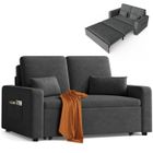 Canapé Convertible - Bealife - Canapé Lit 2 Place - 2 Oreillers - 2 Poches Latérale - Fauteuil - Chaise Longue - Roue Pliante -