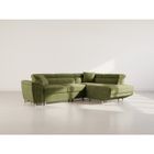 BEST MOBILIER Baoji - Canapé d'angle droit 5 places convertible avec têtières et coffre en velours côtelé - Vert